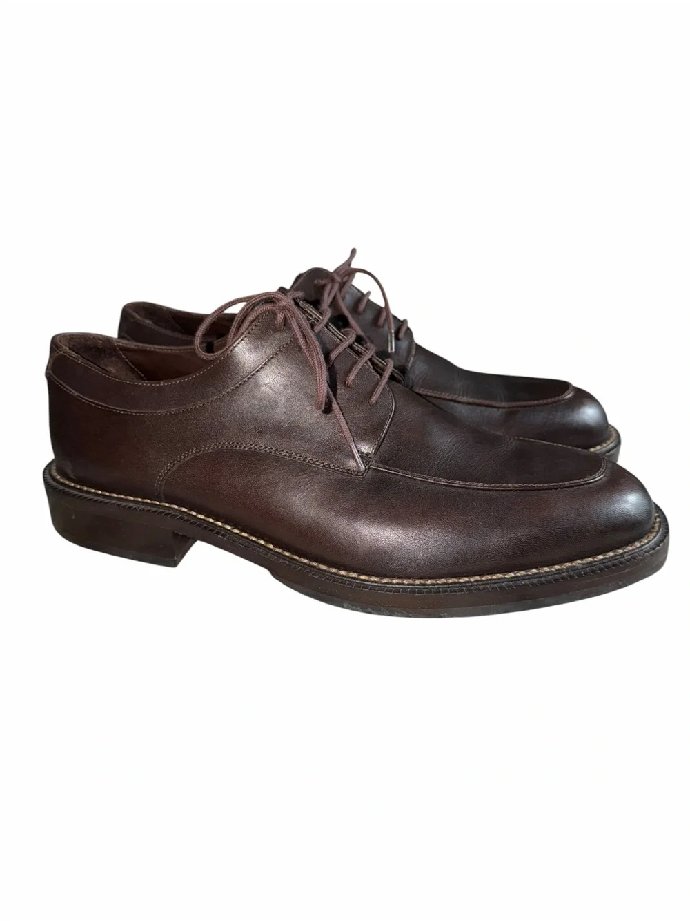 Cole Haan Derby Lace Up Apron Toe Brown Leather Dress Shoes Men's US 9D Academia